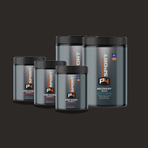 Three pre-workout cans and two BCAA recovery cans